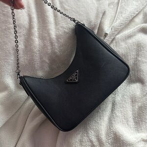 Prada Black Saffiano Shoulder Bag with Chain Strap